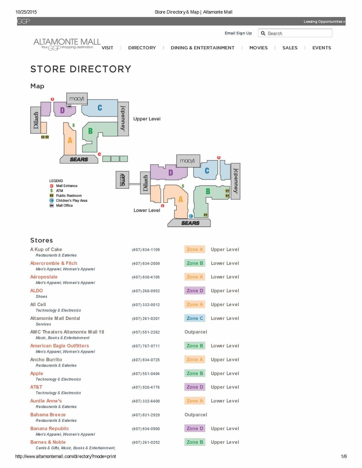 zemljevid Altamonte center