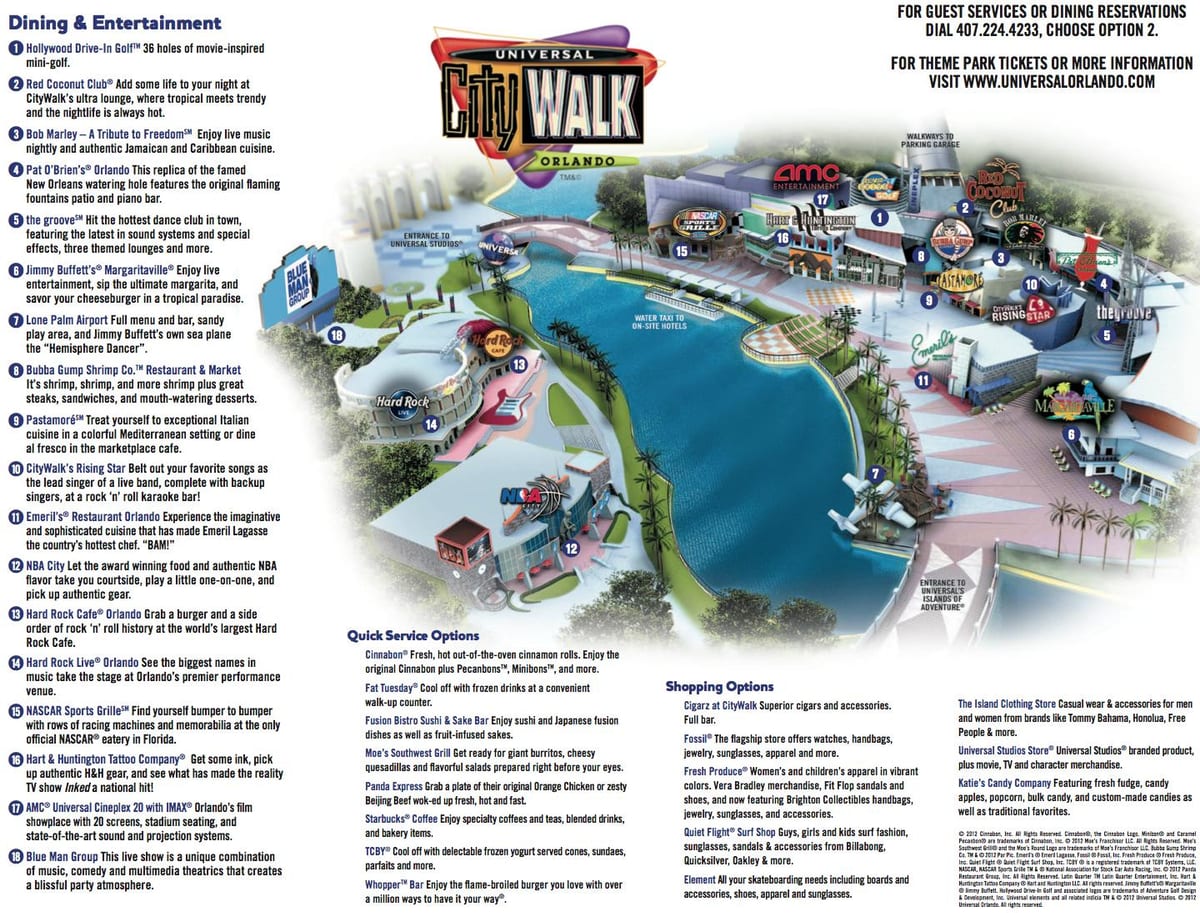 Univerzalni Orlando citywalk zemljevid