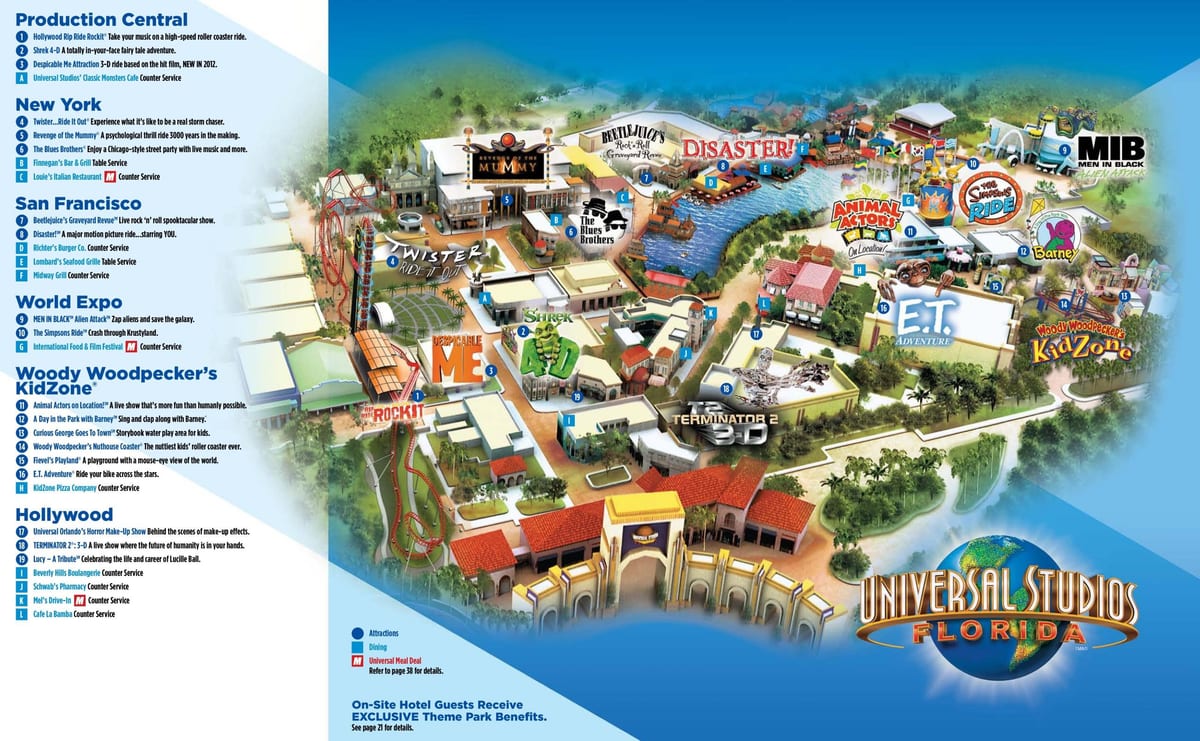 Univerzalni Orlando park zemljevid