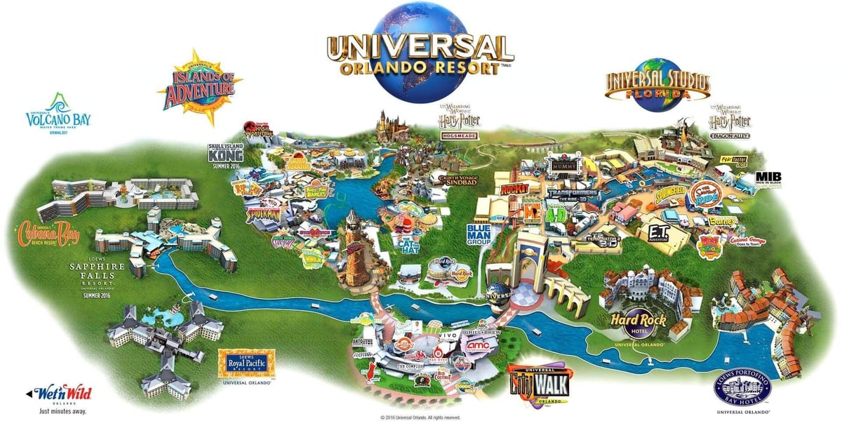 Universal Studios zemljevid Orlando