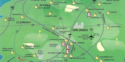 Zemljevid Orlando igrišč za golf